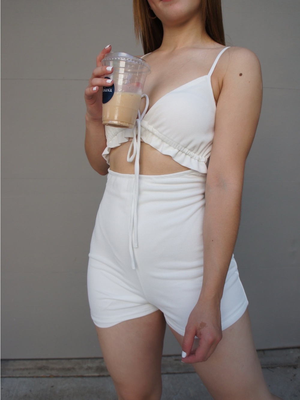 White Two-Piece Crop Top & High-Waist Shorts Set